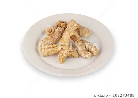 pork scratching or pork crackling on dish pork scratching or pork crackling on dish 102273489