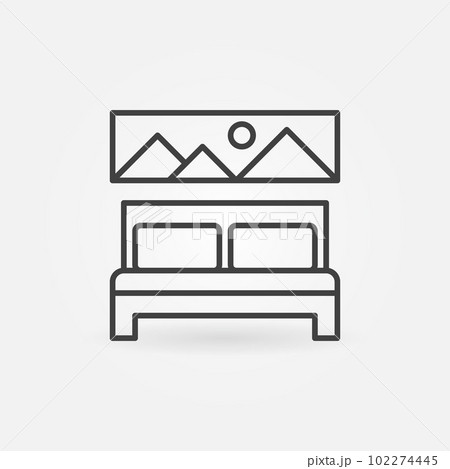 Double Bed vector concept icon in thin line style 102274445