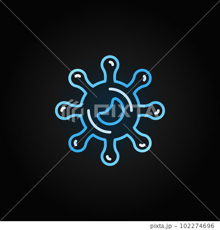 Virus vector blue icon in linear style on dark background 102274696