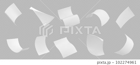 Fly white paper sheet, fall document page vector Fly white paper sheet, fall document page vector 102274961