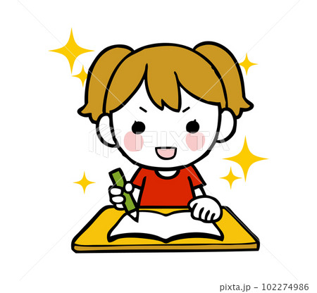 勉強にやる気をだす女の子 102274986