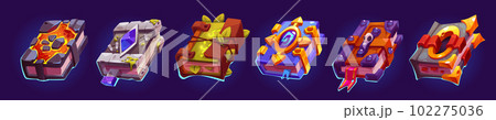 Magic spell book ui game interface icon vector set Magic spell book ui game interface icon vector set 102275036