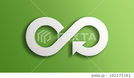 Circular economy icon. Eternity, endless and unlimited, circular economy for future growth of business and environment sustainable on nature background. 102275161