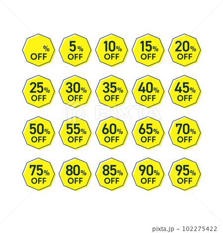 割引セールアイコン集 - 10%OFFから90%OFFまでのお得なプロモーションバーゲンデザイン素材 割引セールアイコン集 - 10%OFFから90%OFFまでのお得なプロモーションバーゲンデザイン素材 102275422