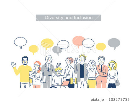 ダイバーシティ・多様性のイメージ　集合　上半身 102275755