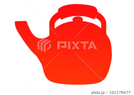 やかんシルエット(赤) 102276677