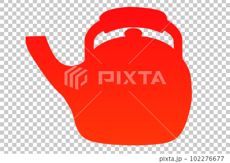 やかんシルエット(赤) 102276677