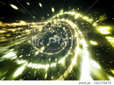黄色い光の線が渦巻く抽象的な背景 102276678