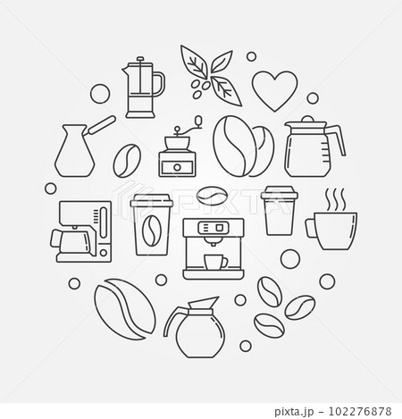 Vector coffee house round symbol in linear style Vector coffee house round symbol in linear style 102276878