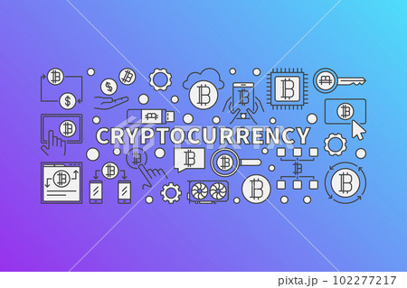 Cryptocurrency colorful illustration - bitcoins mining concept 102277217