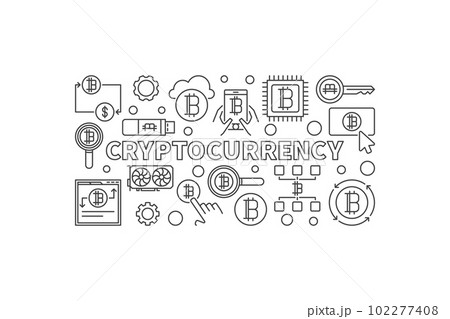 Cryptocurrency vector linear illustration 102277408