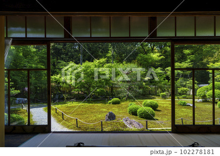 臥雲山即宗院 額縁庭園 新緑の季節(京都市東山区) 臥雲山即宗院 額縁庭園 新緑の季節(京都市東山区) 102278181