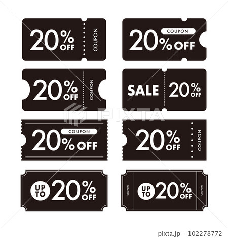 20%引きクーポン・チケットのベクター素材 102278772