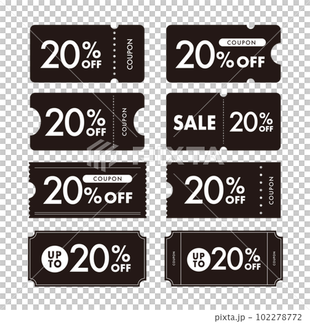 20%引きクーポン・チケットのベクター素材 102278772