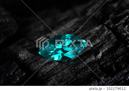Blue Aqua Precious Gemstone on Black Background Blue Aqua Precious Gemstone on Black Background 102279012