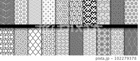 Geometric set of seamless black and white patterns. Simpless vector graphics 102279378