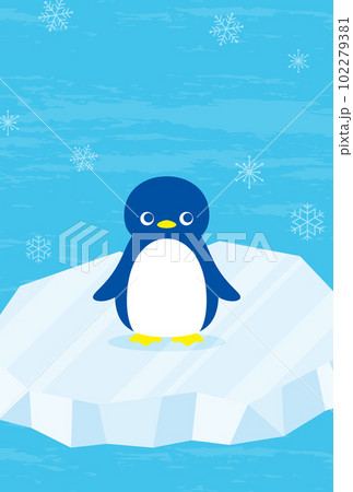 氷の上にいるペンギンの暑中見舞い向け背景イラスト 102279381