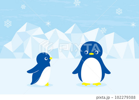 氷の上にいるペンギンの暑中見舞い向け背景イラスト 102279388