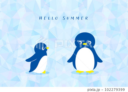 氷の上にいるペンギンの暑中見舞い向け背景イラスト 102279399