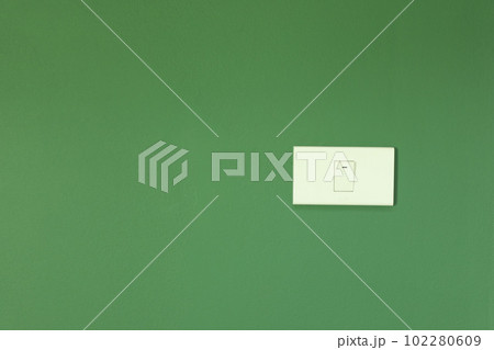 White switch installed on green wall 102280609