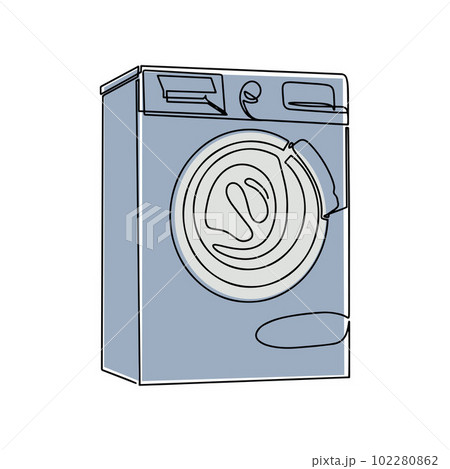 Washing machine icon black and white outline drawing. Equipment for the  home and the service sector Stock Vector | Adobe Stock