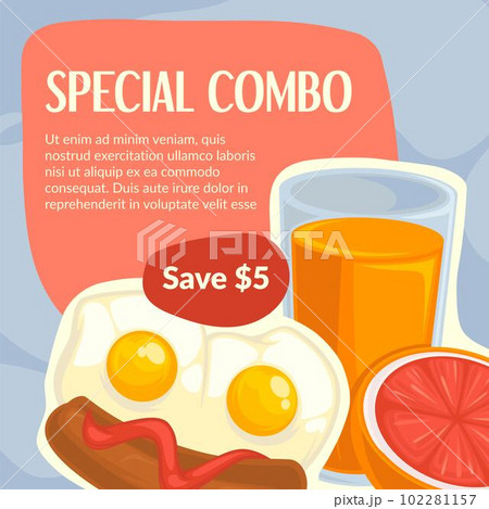 Breakfast in restaurant, special combo banner Breakfast in restaurant, special combo banner 102281157