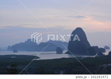 Beautiful view of Phang Nga Bay from Samed Nang Chee A new viewpoint in Phang Nga province Beautiful view of Phang Nga Bay from Samed Nang Chee A new viewpoint in Phang Nga province 102281471