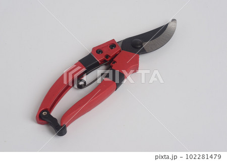 Red Gardening Branch scissors on white background Red Gardening Branch scissors on white background 102281479
