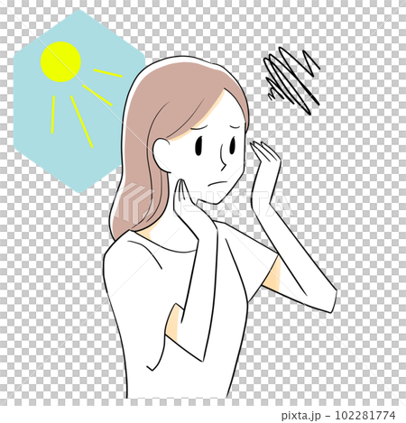 遭受曬傷的婦女 遭受曬傷的婦女 102281774