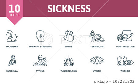 Sickness outline set. Creative icons:...のイラスト素材 [102281802] - PIXTA