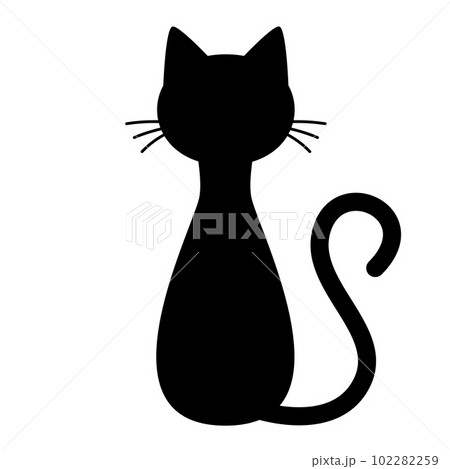 細長い猫の後ろ姿のシルエットイラスト 102282259