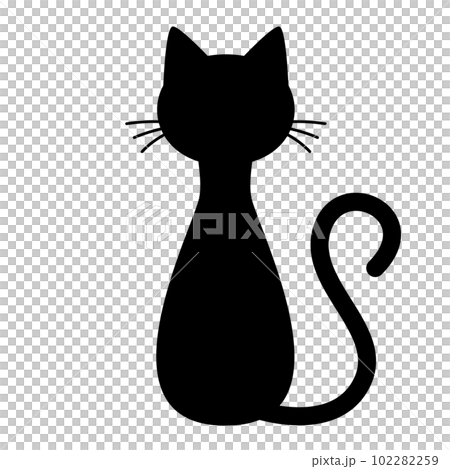 細長い猫の後ろ姿のシルエットイラスト 102282259