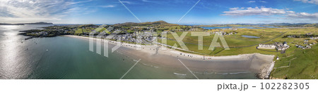 Aerial of the beautiful coast at Downings, County Donegal - Ireland. 102282305