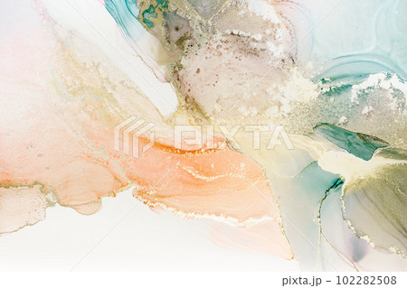 Marble stone glowing golden veins. High resolution. Abstract fluid art painting in alcohol ink technique, mixture blue, red and gold paints.  Marble stone glowing golden veins. High resolution. Abstract fluid art painting in alcohol ink technique, mixture blue, red and gold paints.  102282508