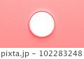 White circle on a pink background with copy space.  102283248