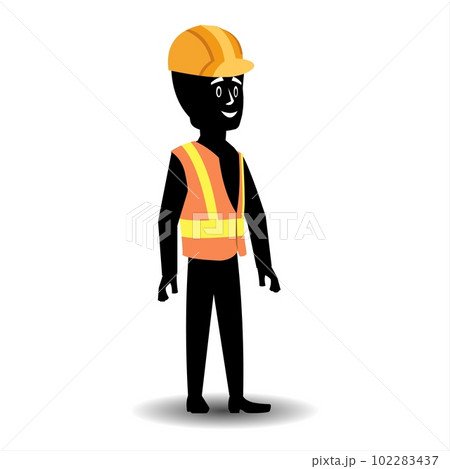 Silhouette of a construction worker with a helmet 102283437