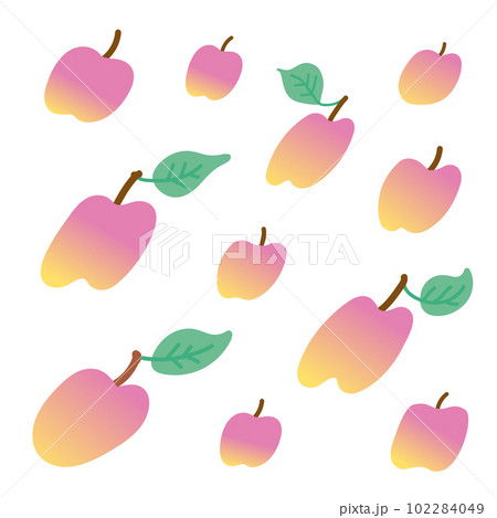 Pink and yellow apples on white background. Pink and yellow apples on white background. 102284049