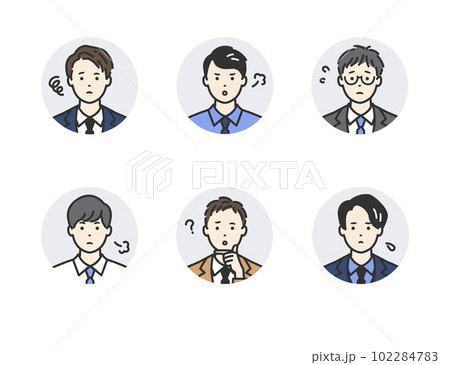 ネガティブな表情のスーツ姿の男性 - ビジネスシーン向けベクターイラスト素材 102284783