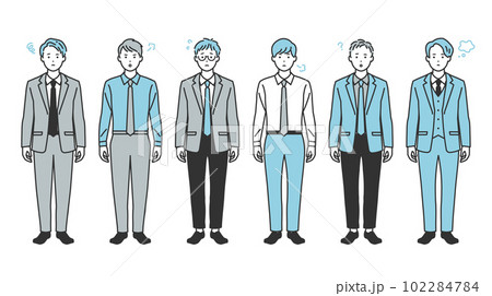 ネガティブな表情のスーツ姿の男性 - ビジネスシーン向けベクターイラスト素材 102284784