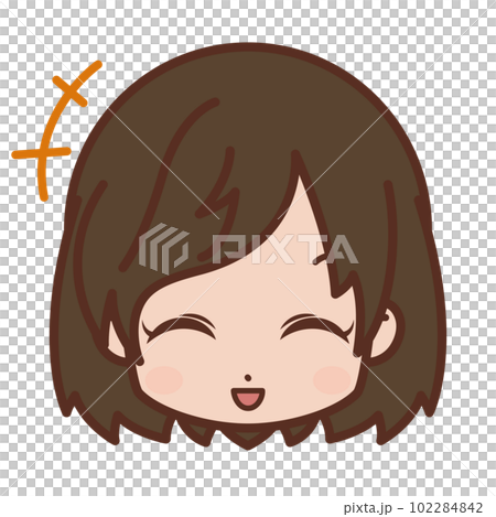 顔・表情アイコン（笑う・ニコニコ）/女性・若い【1】 102284842