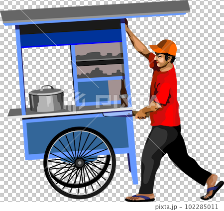 Indonesian Walking Merchant Selling Food 102285011