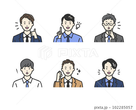 ポジティブな表情のスーツ姿の男性 - ビジネスシーン向けベクターイラスト素材 102285057