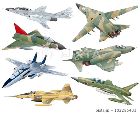 アメリカの第三世代のジェット戦闘機7機種のvectorイラスト集の