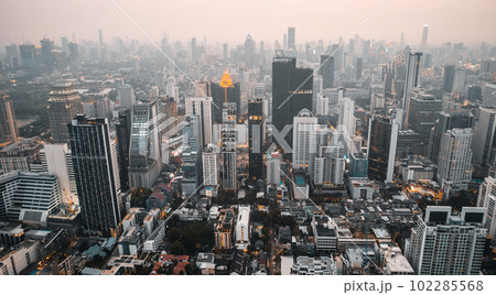 Aerial view of Asoke district in Bangkok, Thailand 102285568