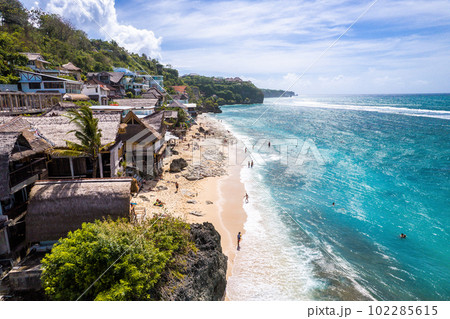 Aerial view of Bingin beach in Bali, Indonesia 102285615