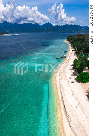 Aerial view of Gili Meno in Lombok, Bali, Indonesia Aerial view of Gili Meno in Lombok, Bali, Indonesia 102285684
