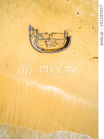 Aerial view of Nunggalan beach in Bali, Indonesia 102285837