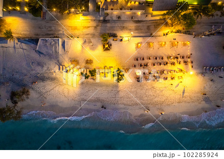 Aerial view of Gili Trawangan beach during sunset in Lombok, Indonesia Aerial view of Gili Trawangan beach during sunset in Lombok, Indonesia 102285924