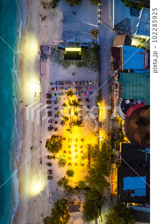 Aerial view of Gili Trawangan beach during sunset in Lombok, Indonesia Aerial view of Gili Trawangan beach during sunset in Lombok, Indonesia 102285925