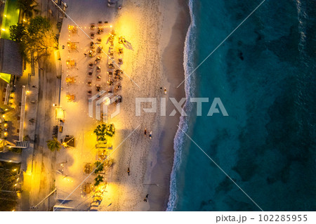 Aerial view of Gili Trawangan beach during sunset in Lombok, Indonesia Aerial view of Gili Trawangan beach during sunset in Lombok, Indonesia 102285955